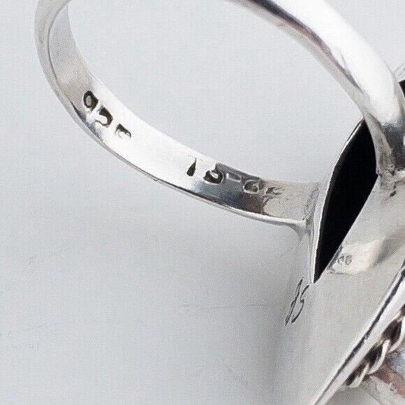 Sterling Silver Turquoise Mosaic Pear Shape Stone Ring Band Size 6.75 Mexico 925 - Picture 13 of 15